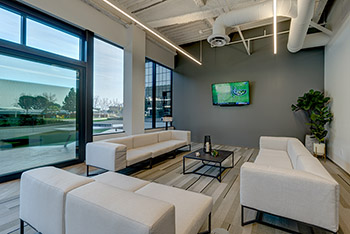 A 360-degree panorama of the outdoor plaza before redevelopment at the Elevate business campus in Santa Ana, California